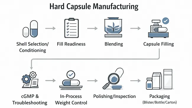 hard capsule manufacturing flow
