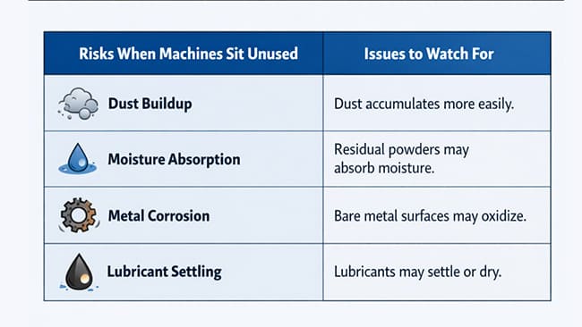 risks when leaving machines without preparation